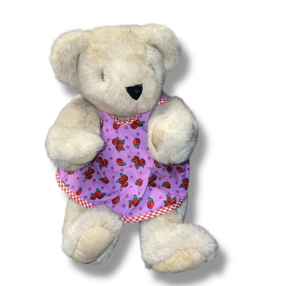 Vintage Vermont Teddy Bear Plush Apron Jointed Arms Legs USA 1992 Nursery 18" - Picture 4 of 10